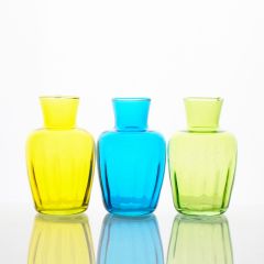 Grehom Recycled Glass Bud Vase (Set of 3) - Pleats (Verdant); 11 cm Vase; Set of 3 Multi-coloured Vases
