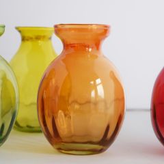 Grehom Recycled Glass Bud Vase - Olpe (Orange); 11 cm Vase; Set of 2 (SECONDS)