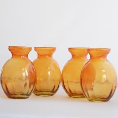 Grehom Recycled Glass Bud Vase - Olpe (Orange); 11 cm Vase; Set of 4 (SECONDS)