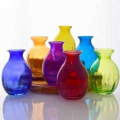 Grehom Recycled Glass Bud Vase - Olpe (Multi); 11 cm Vase; Set of 7 Multi-coloured Vases (SECONDS)