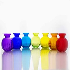 Grehom Recycled Glass Bud Vase - Olpe (Vibgyor); 11 cm Vase; Set of 7 Multi-coloured Vases
