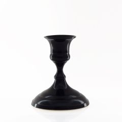 Grehom Brass Candlestick - Nice & Simple (Glossy Black); 8 cm Candle Holder