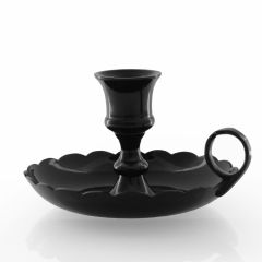 Grehom Brass Candlestick - Glossy Black Mantelpiece (Large); 6 cm Candle Holder