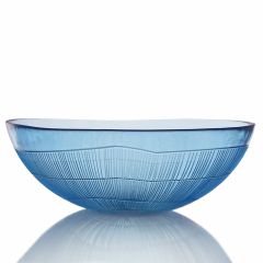 Grehom Recycled Glass Bowl - Ribbed (Sapphire Blue); 30 cm Coloured Bowl