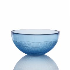Grehom Recycled Glass Bowl - Ribbed (Sapphire Blue); 18 cm Coloured Bowl