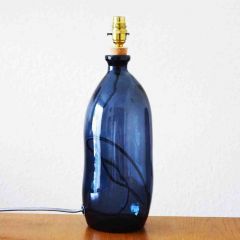 Grehom Table Lamp Base- Curvy (Dark Blue); 43 cm Recycled Glass Lamp Base