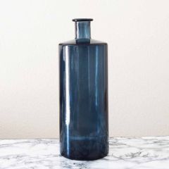 Grehom Recycled Glass Vase- Cylinder (Dark Blue); 40 cm Vase