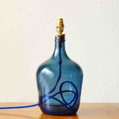 Grehom Table Lamp Base- Demijohn (Dark Blue); 36 cm Recycled Glass Table Lamp Base