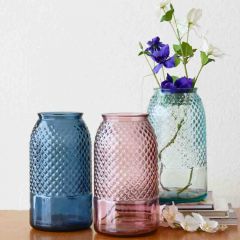 Grehom Recycled Glass Vase- Diamond; 27 cm Flower Vase