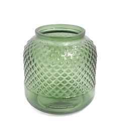 Grehom Recycled Glass Vase - Diamond (Sage Green); 18 cm Flower Vase