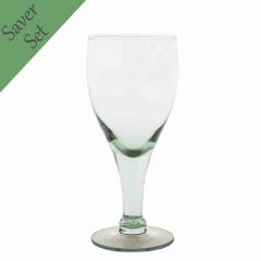 Grehom Recycled Glass Wine Glasses Large (Set of 6) - Nice & Simple (375ml); Saver Set