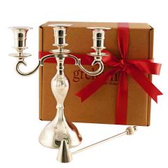 Grehom 3 Arm Candelabra Boxed Set - Silver