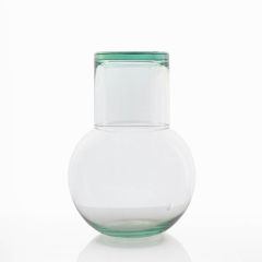 Grehom Glass Carafe & Tumbler - Pot Belly ; Recycled Glass Bedside Carafe