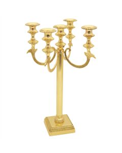 Grehom 5 Arm Candelabra - Golden Fountain; 40cm brass candle holder