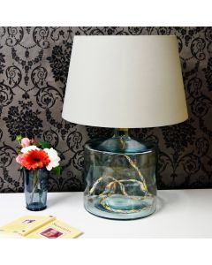 Grehom Table Lamp Base- Cylinder (Clear); 32cm Recycled Glass Table Lamp Base