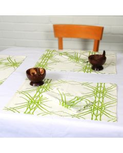 Grehom Placemats (Set of 2) - Green Grass; Cotton Tablemats