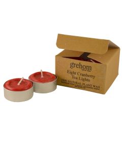 Grehom Organic Tea Lights (Set of 8) - Cranberry