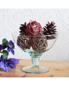 Grehom Recycled Glass Trifle Bowl - Nice & Simple; 1 Litre Footed Bowl
