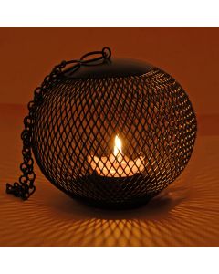 Grehom Tea Light Holder - Cage (Black); Indoor Metal Lantern