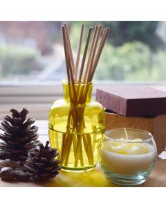 Grehom Reed & Recycled Glass Bottle Diffuser Set - Pleats (Yellow)