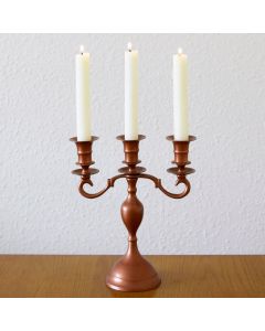 Grehom 3 Arm Candelabra - Pall Mall (Copper); 23 cm Brass Candle Holder