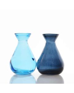 Grehom Recycled Glass Bud Vase - Classic (Calm); 10 cm Vase; Set of 2 Coloured Vases