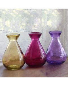 Grehom Recycled Glass Bud Vase - Classic (Candy); 10 cm Vase; Set of 3 Multi-coloured Vases