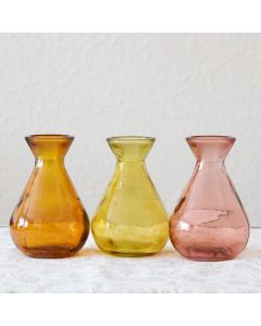 Grehom Recycled Glass Bud Vase - Classic (Dawn); 10 cm Vase; Set of 3 Multi-coloured Vases