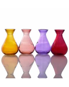 Grehom Recycled Glass Bud Vase - Classic (Red-Violet); 10 cm Vase; Set of 4 Multi-coloured Vases