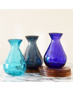 Grehom Recycled Glass Bud Vase (Set of 3) - Classic; 10 cm Vase (Sea)