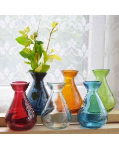 Grehom Recycled Glass Bud Vase - Classic (Spectrum); 10 cm Vase; Set of 6 Multi-coloured Vases
