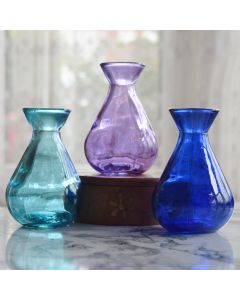 Grehom Recycled Glass Bud Vase - Classic (Bellflower); 10 cm Vase; Set of 3 Multi-coloured Vases