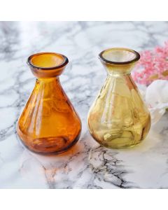 Grehom Recycled Glass Bud Vase - Classic (Dusk); 10 cm Vase; Set of 2 Coloured Vases