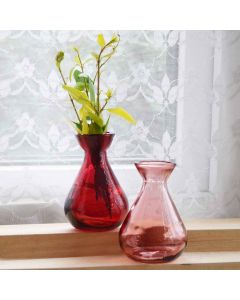 Grehom Recycled Glass Bud Vase - Classic (Adore); 10 cm Vase; Set of 2 Coloured Vases
