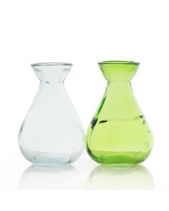 Grehom Recycled Glass Bud Vase - Classic (Nature); 10 cm Vase; Set of 2 Coloured Vases