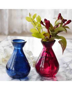 Grehom Recycled Glass Bud Vase - Classic (Gem); 10 cm Vase; Set of 2 Coloured Vases