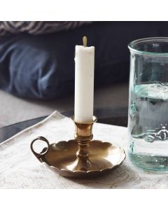 Grehom Brass Candlestick - Old English Mantelpiece (Large); 6 cm Candle Holder