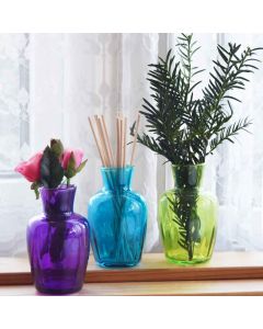 Grehom Recycled Glass Bud Vase (Set of 3) - Pleats (Aurora); 11 cm Vase; Set of 3 Multi-coloured Vases