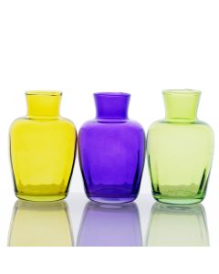 Grehom Recycled Glass Bud Vase (Set of 3) - Pleats (Primrose); 11 cm Vase; Set of 3 Multi-coloured Vases