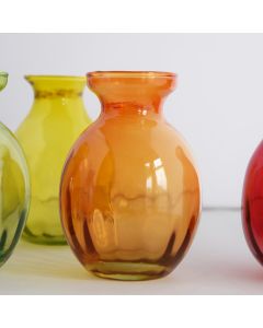 Grehom Recycled Glass Bud Vase - Olpe (Orange); 11 cm Vase; Set of 2 (SECONDS)