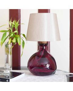 Grehom Table Lamp Base- Bubble (Burgundy); 24 cm Recycled Glass Lamp Base