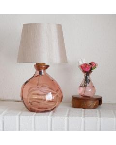 Grehom Table Lamp Base- Bubble (Blush); 24 cm Recycled Glass Lamp Base