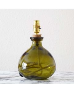 Grehom Table Lamp Base- Bubble (Olive Green); 24 cm Recycled Glass Lamp Base