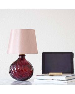 Grehom Table Lamp Base- Spiral (Burgundy); 24 cm Recycled Glass Lamp Base