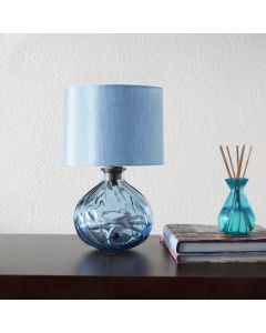 Grehom Table Lamp Base- Spiral (Sapphire Blue); 24 cm Recycled Glass Lamp Base