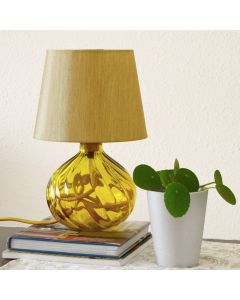 Grehom Table Lamp Base- Spiral (Yellow); 24 cm Recycled Glass Lamp Base