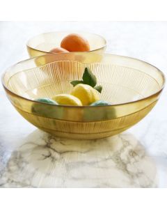 Grehom Recycled Glass Bowl - Ribbed (Honey); 30 cm Coloured Bowl