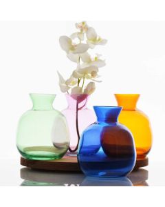 Grehom Recycled Glass Bud Vase - Surahi Multi); 11 cm Vase; Set of 4 Multi-coloured Vases