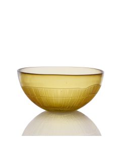 Grehom Recycled Glass Bowl - Ribbed (Honey); 18 cm Coloured Bowl