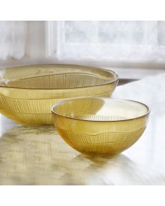 Grehom Recycled Glass Bowl - Ribbed (Honey); 18 cm Coloured Bowl
